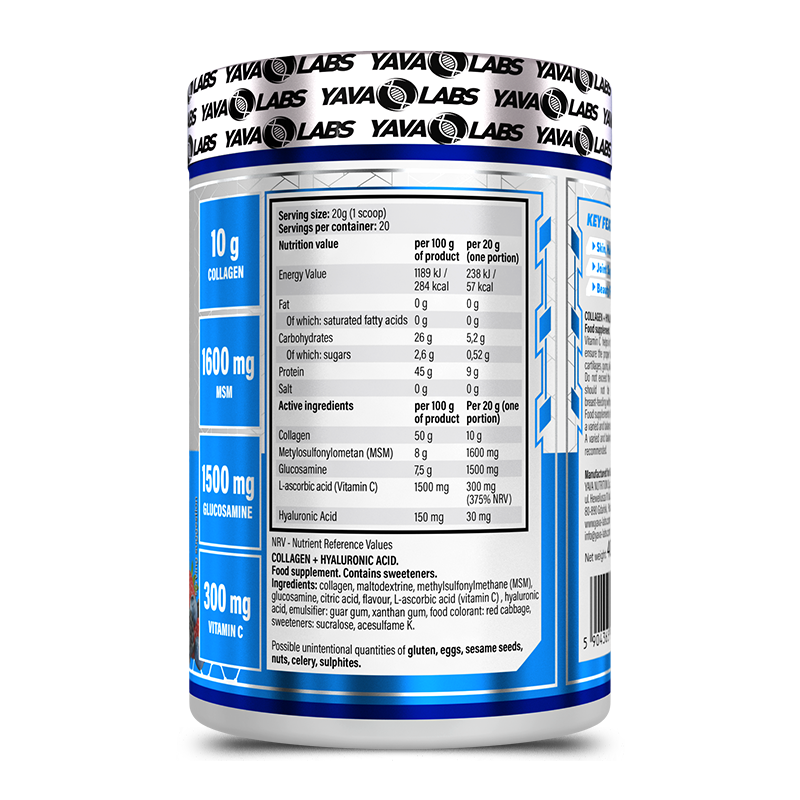 tabla nutricional colageno yava labs